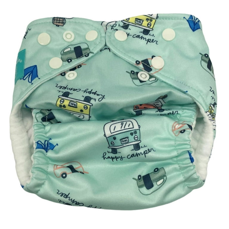 Pampers Pure Hybrid Reusable Cloth Diaper Cover, One Size - Happy Camper