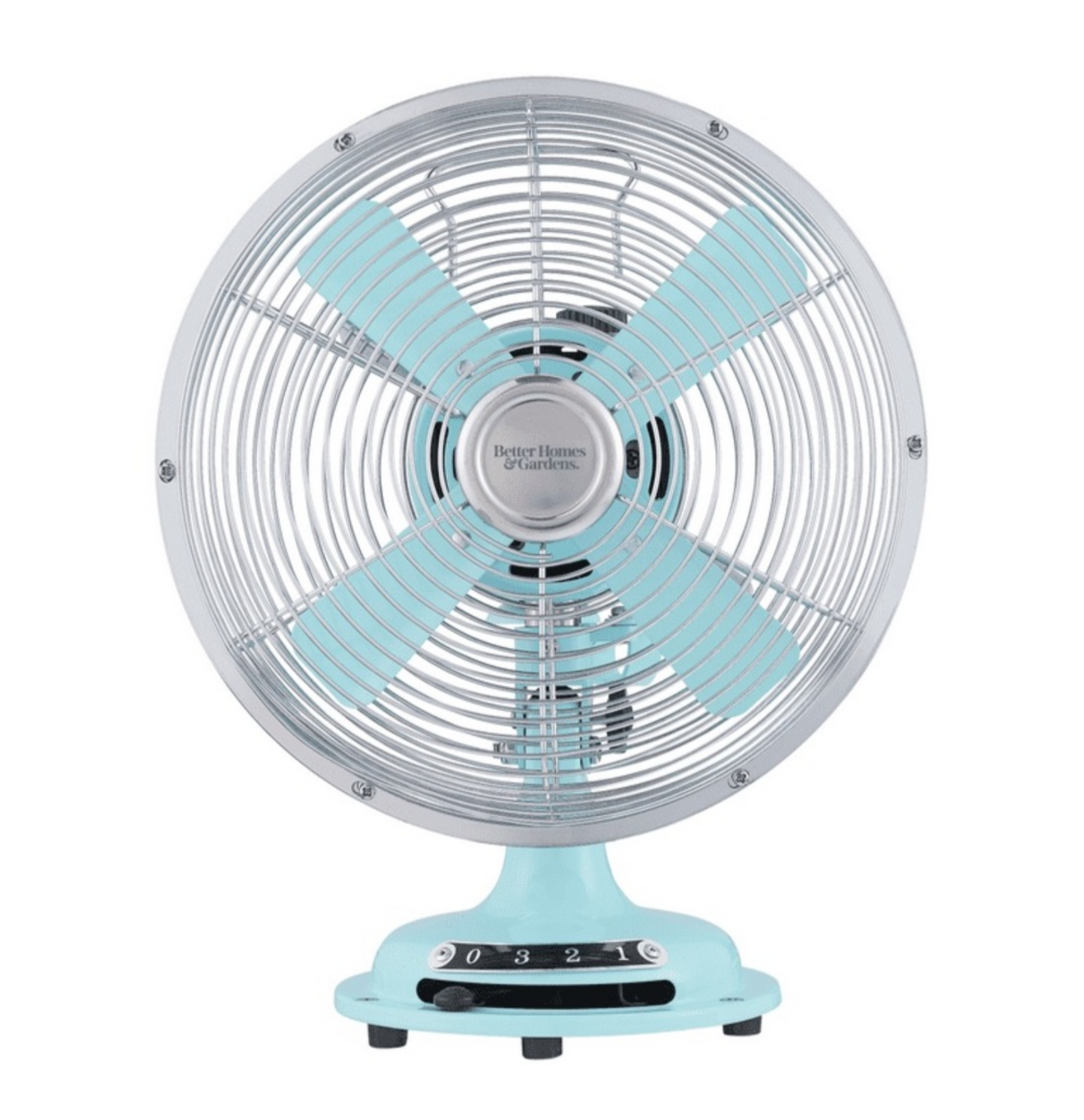Better Homes & Gardens 8" 3-Speed Mint Retro Metal Tiltable-Head Oscillating New Table Fan