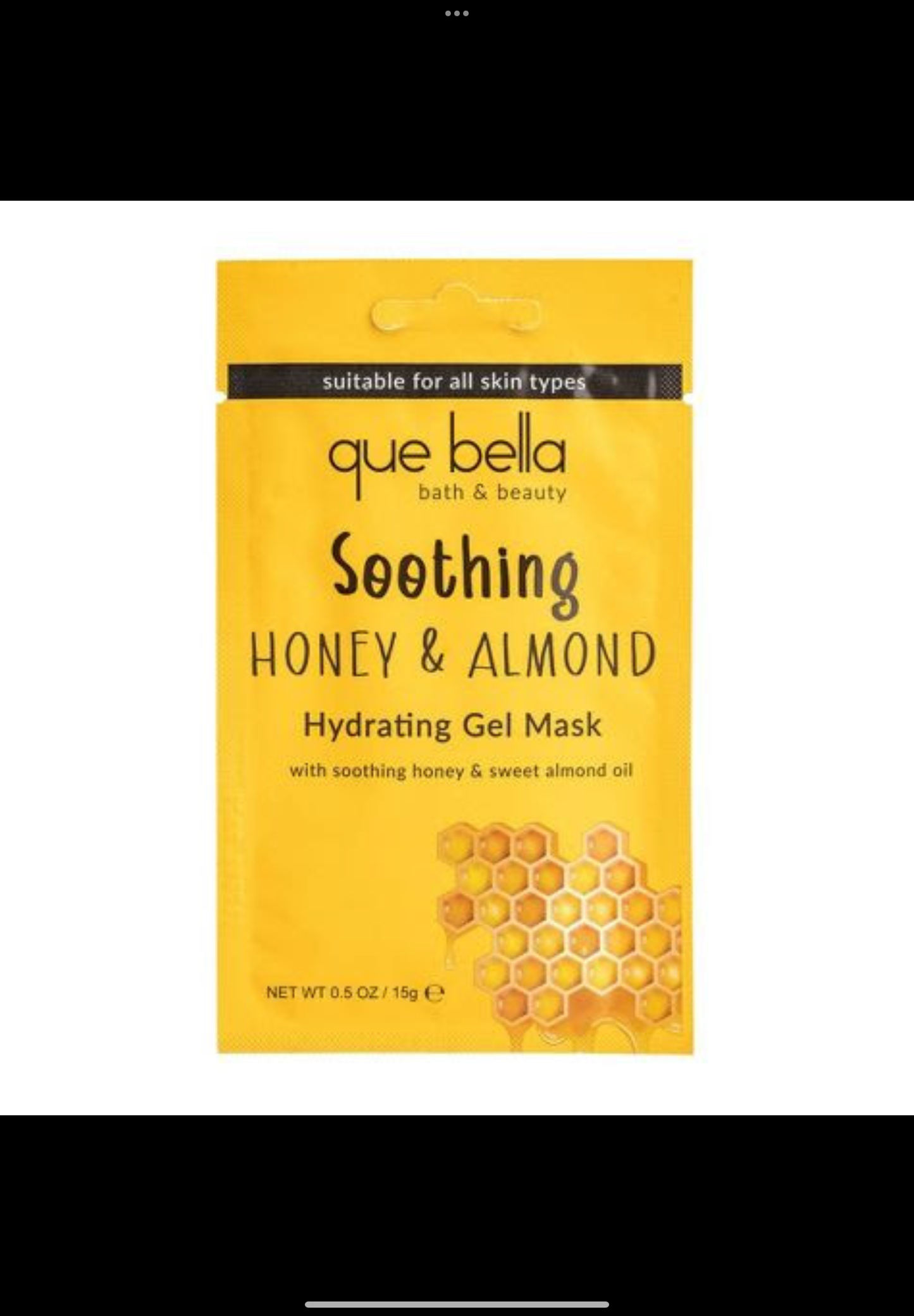 Que Bella Soothing Honey & Almond Hydrating Gel Mask 0.5oz