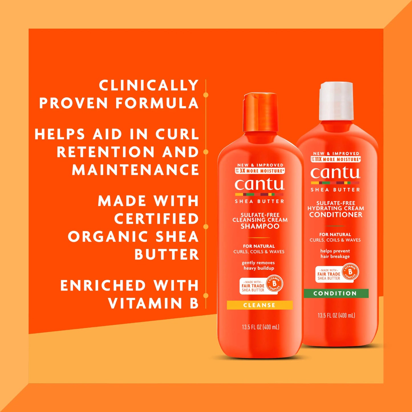 Cantu Shampoo & Conditioner with Shea Butter for Natural Hair, 13.5 fl oz (Pack of 2) 27 Fl Oz (Pack of 1)