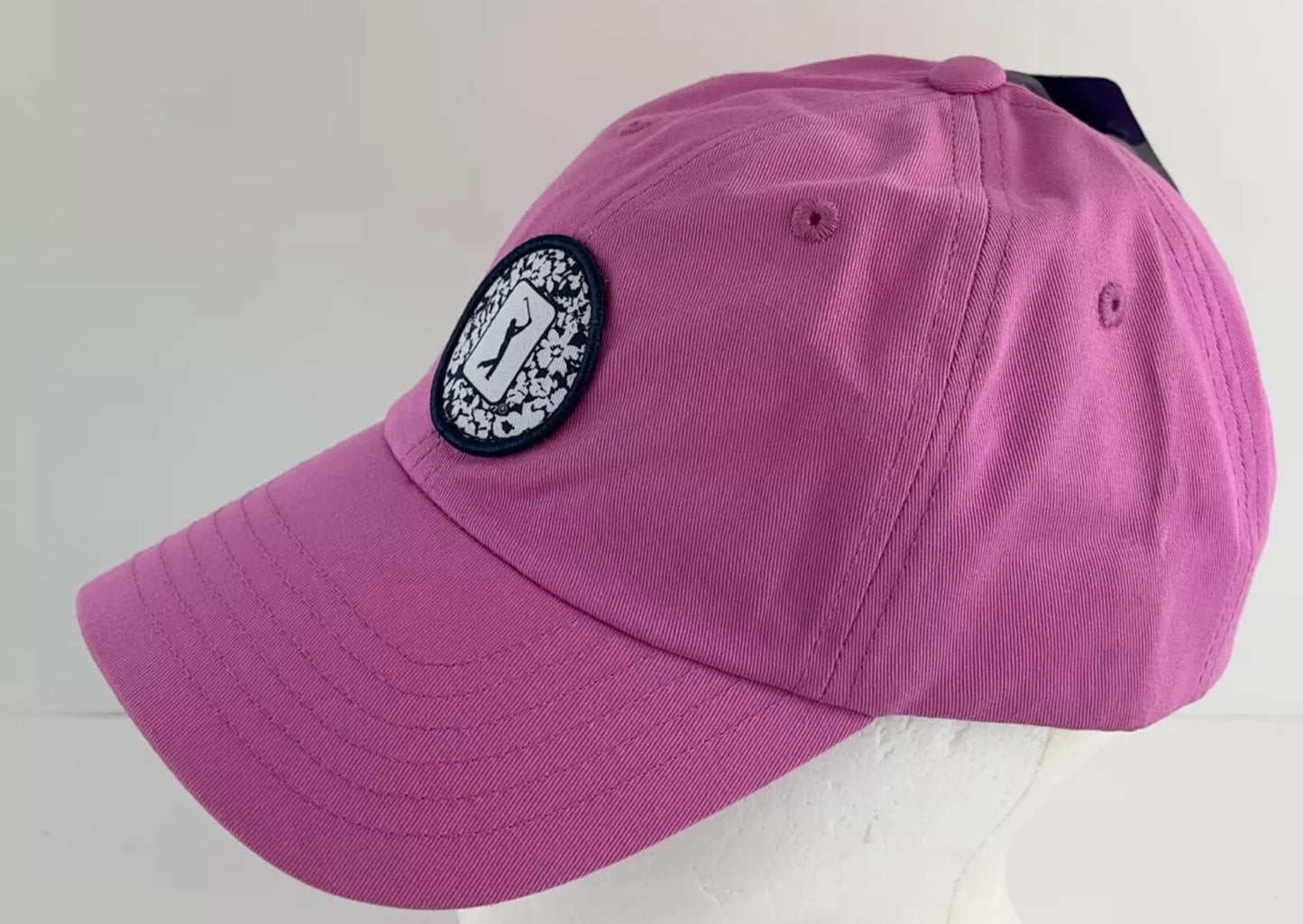 PGA Tour Course Essentials Pink Classic Cap w/ Floral Patch Golf Hat Adjustable