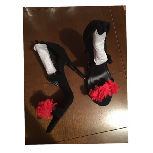 Black Suede Qupid Tie Up Heels