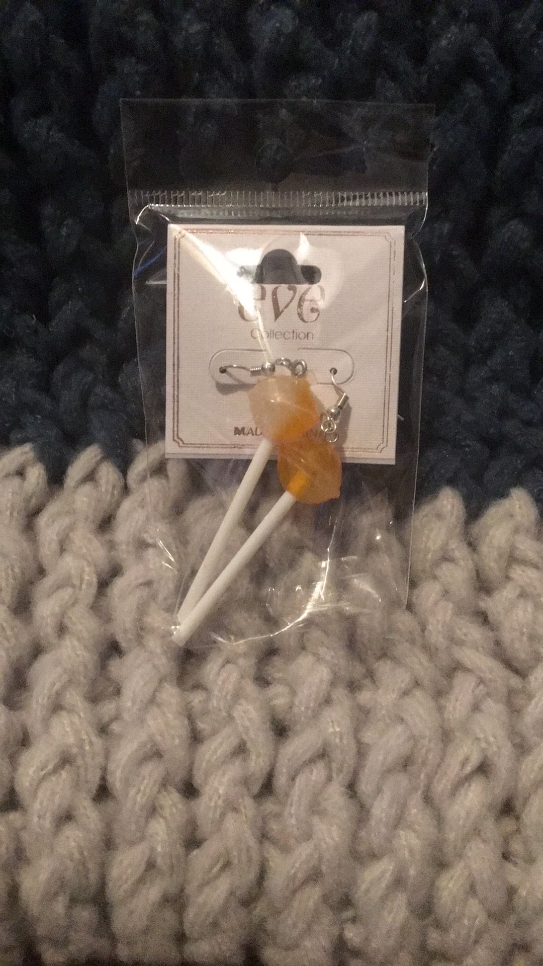 Pendientes de piruleta naranja y blanco para mujer