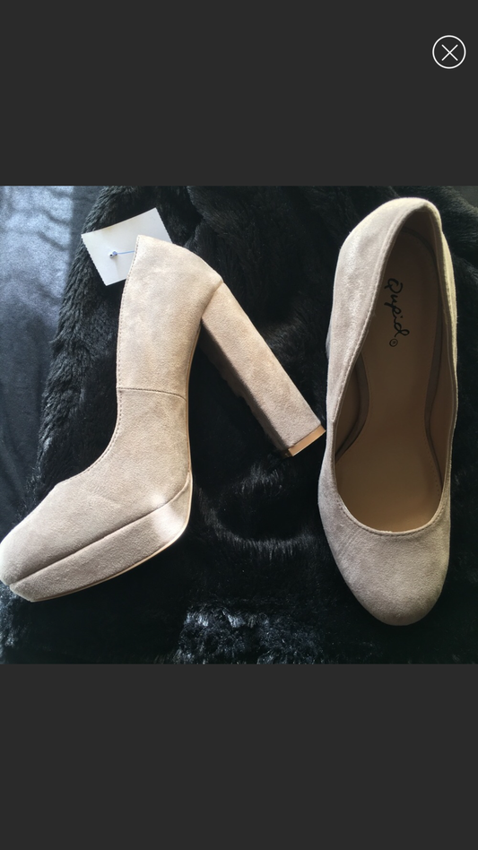 Tan Suede Qupid Heels