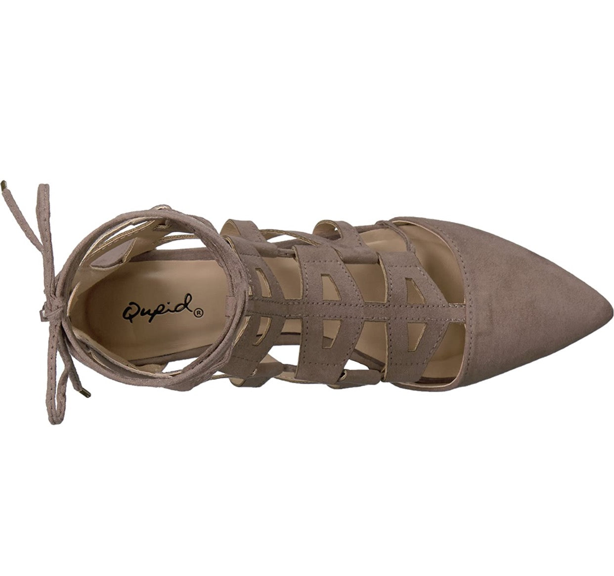 Zapatos planos Qupid de ante color topo con cordones