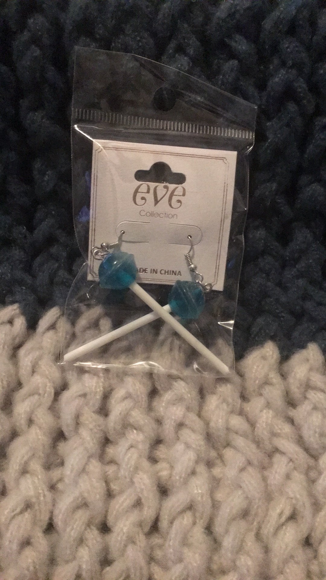 Solid Blue Lollipop Earrings For Women