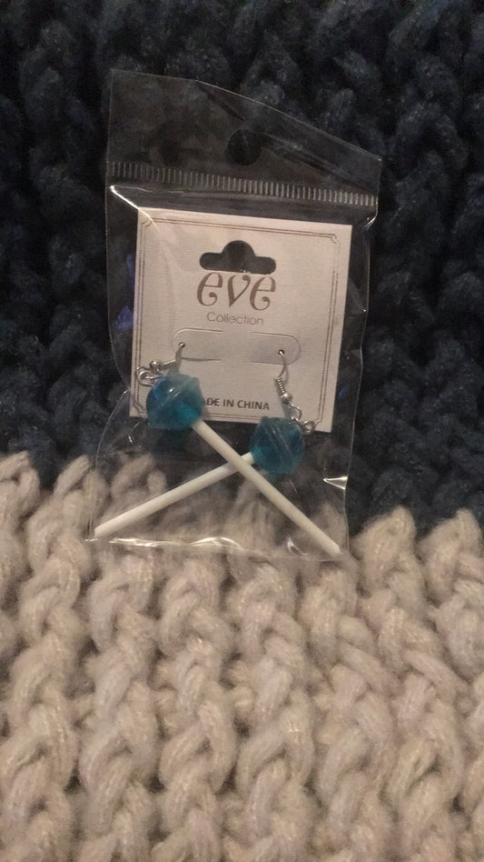 Solid Blue Lollipop Earrings For Women