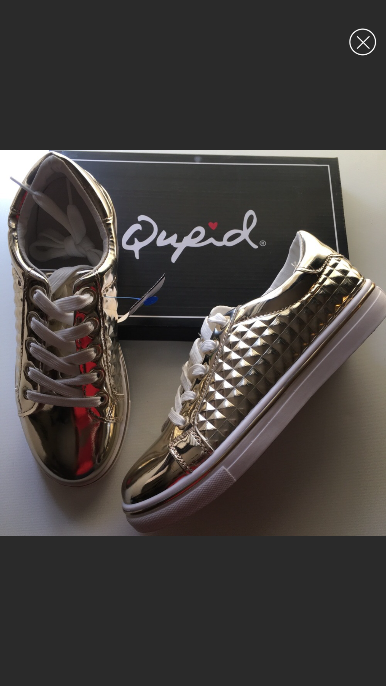 Gold Shiny Metallic Pyramid Fashion Sneakers