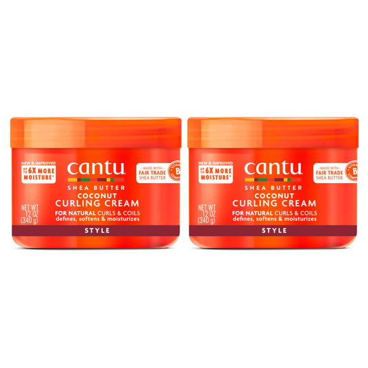 Cantu Coconut Curling Cream for Natural Hair with Pure Shea Butter, 12 oz (Pack of 2) 12 Ounce (Pack of 2)