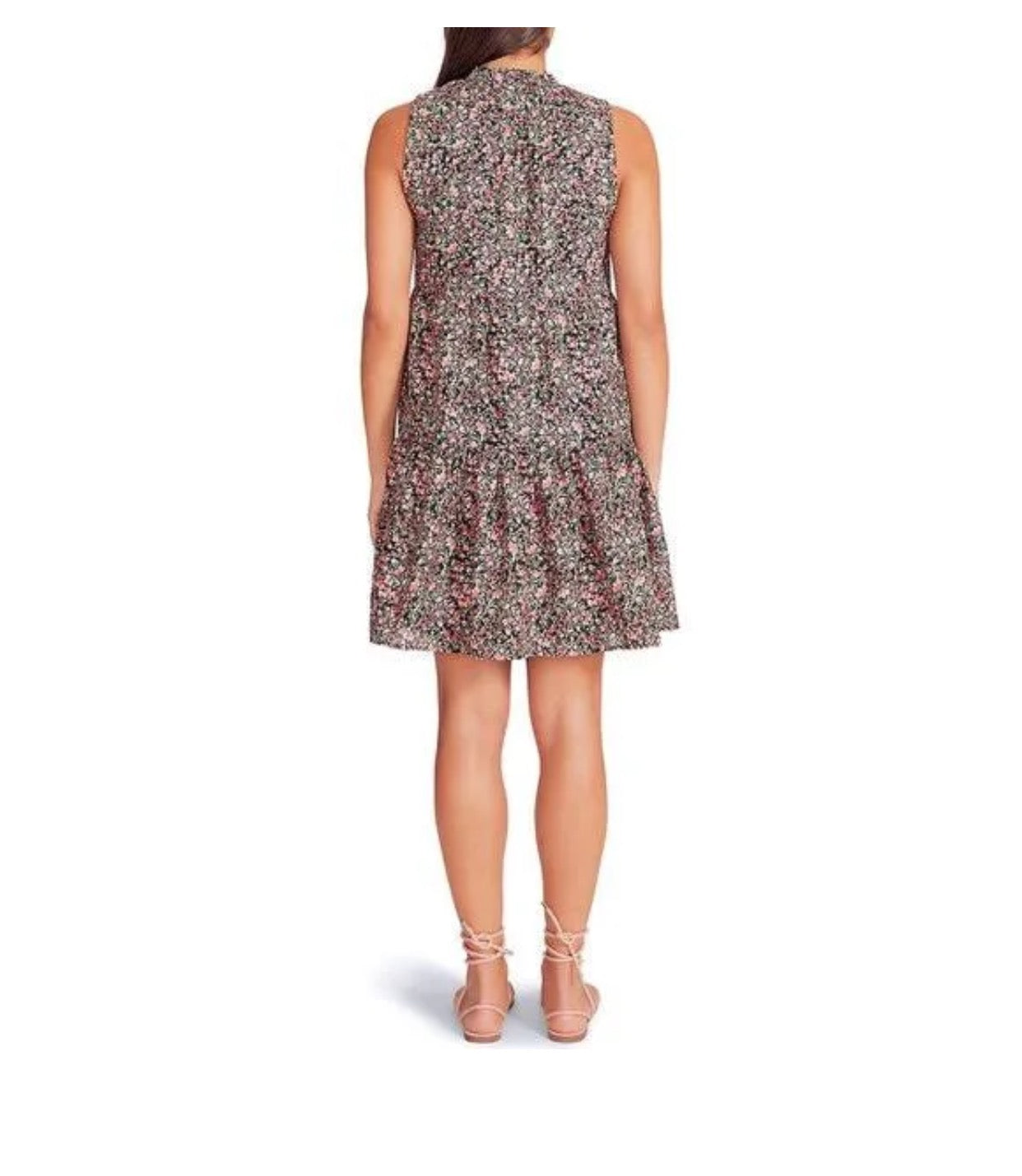 Bb Dakota by Steve Madden Ladies Sleeveless Tiered Floral Dress Black Ditsy Floral
